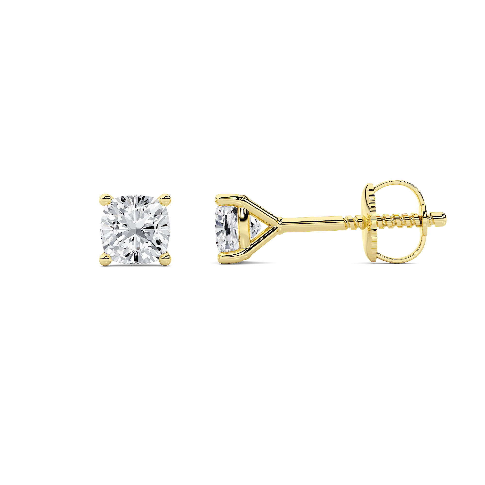 4-prong Martini Cushion Diamond Studs - 3