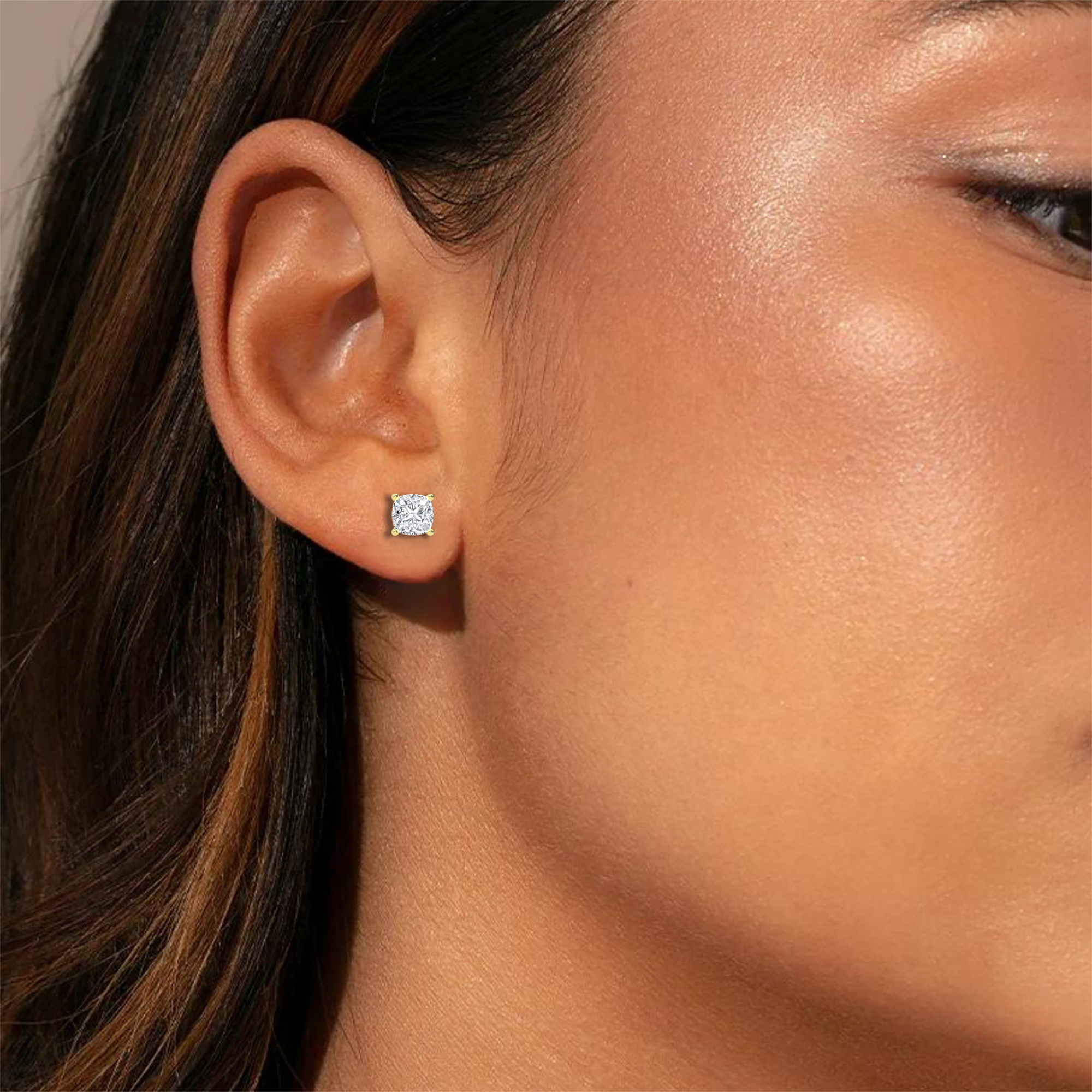 4-prong Martini Cushion Diamond Studs - 2