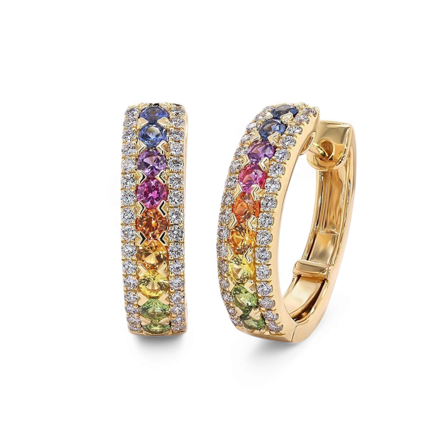 RAINBOW TIDEPOOL MULTI COLORED SAPPHIRE OVAL HOOPS