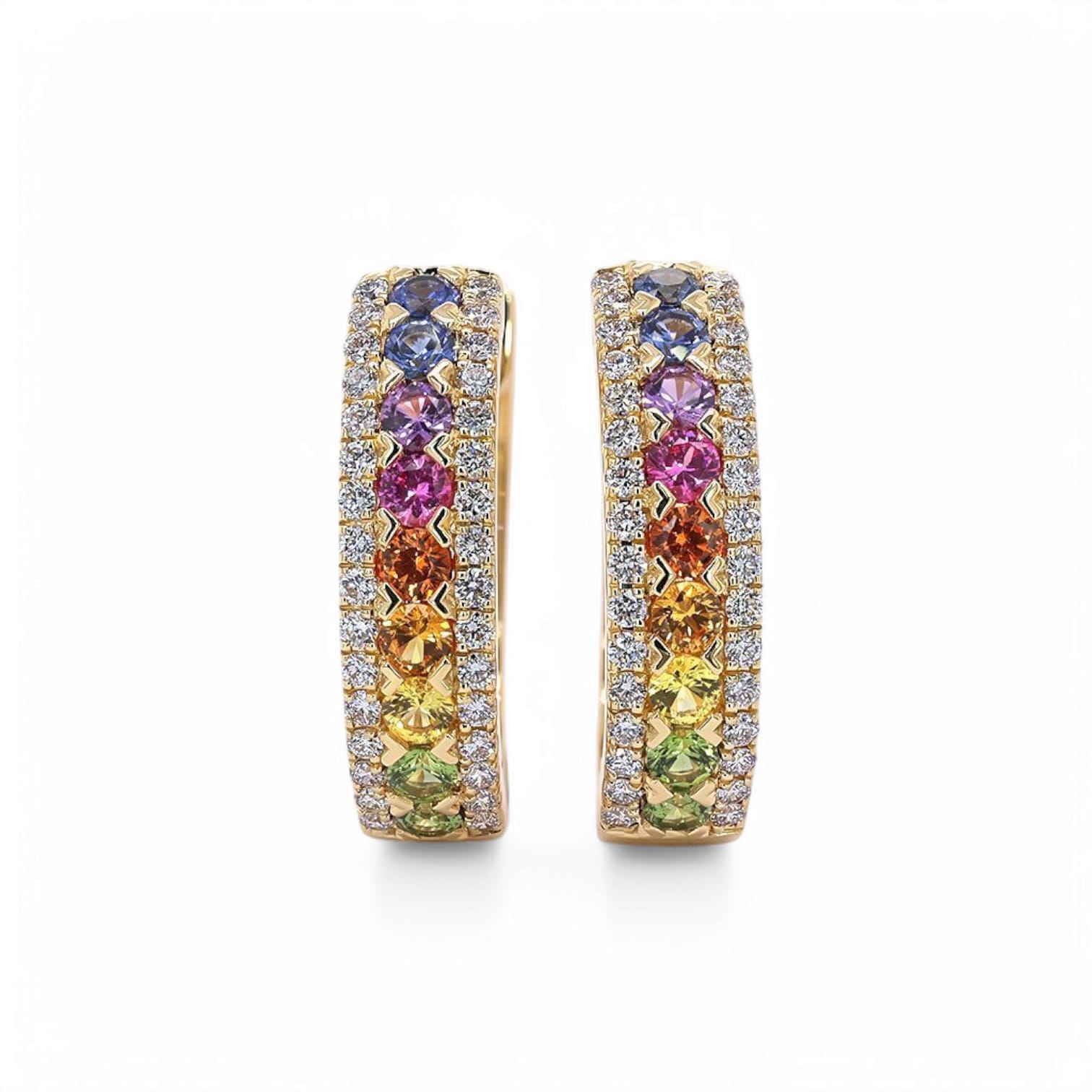 RAINBOW TIDEPOOL MULTI COLORED SAPPHIRE OVAL HOOPS - 1