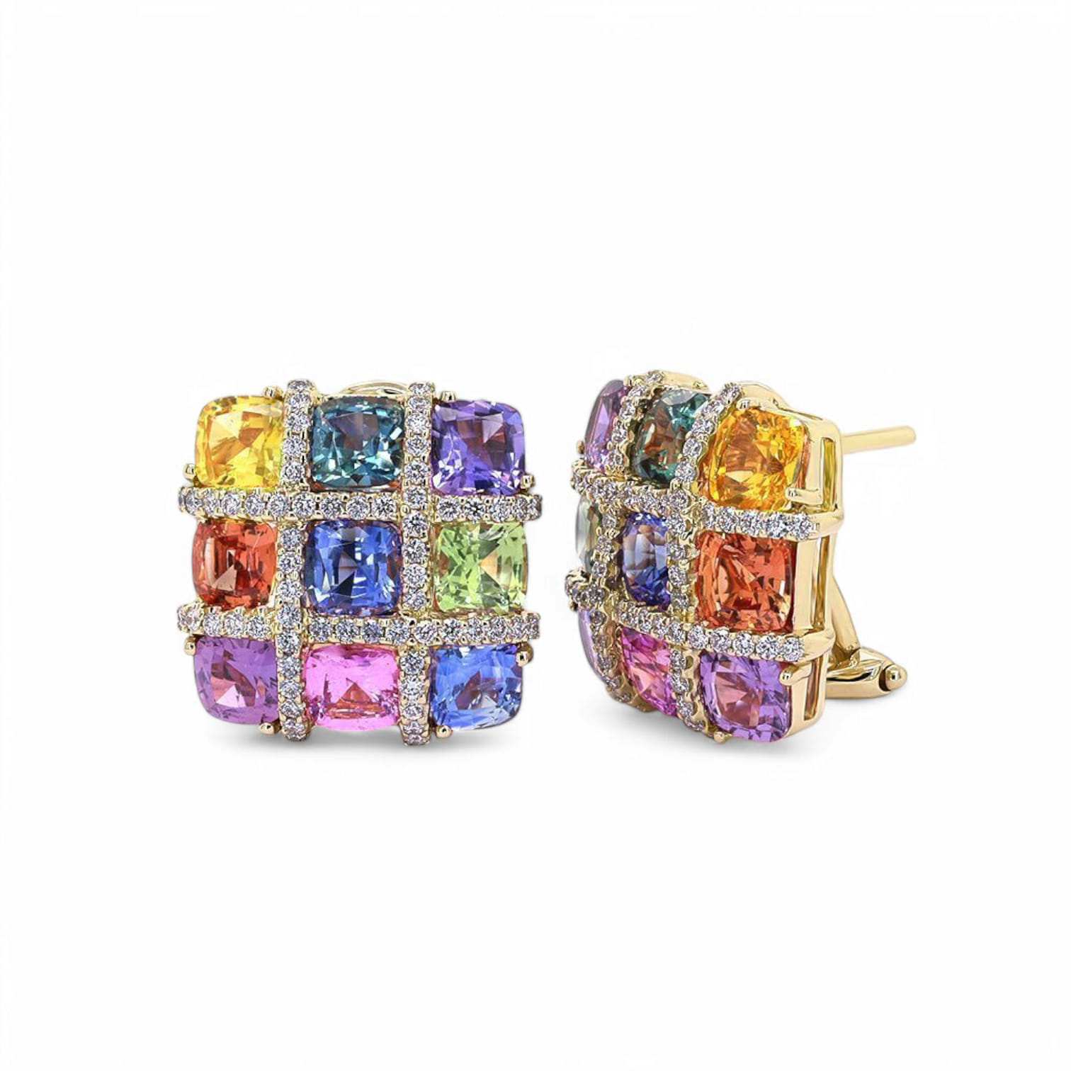 RAINBOW MIRAGE MULTI COLORED SAPPHIRE EARRINGS