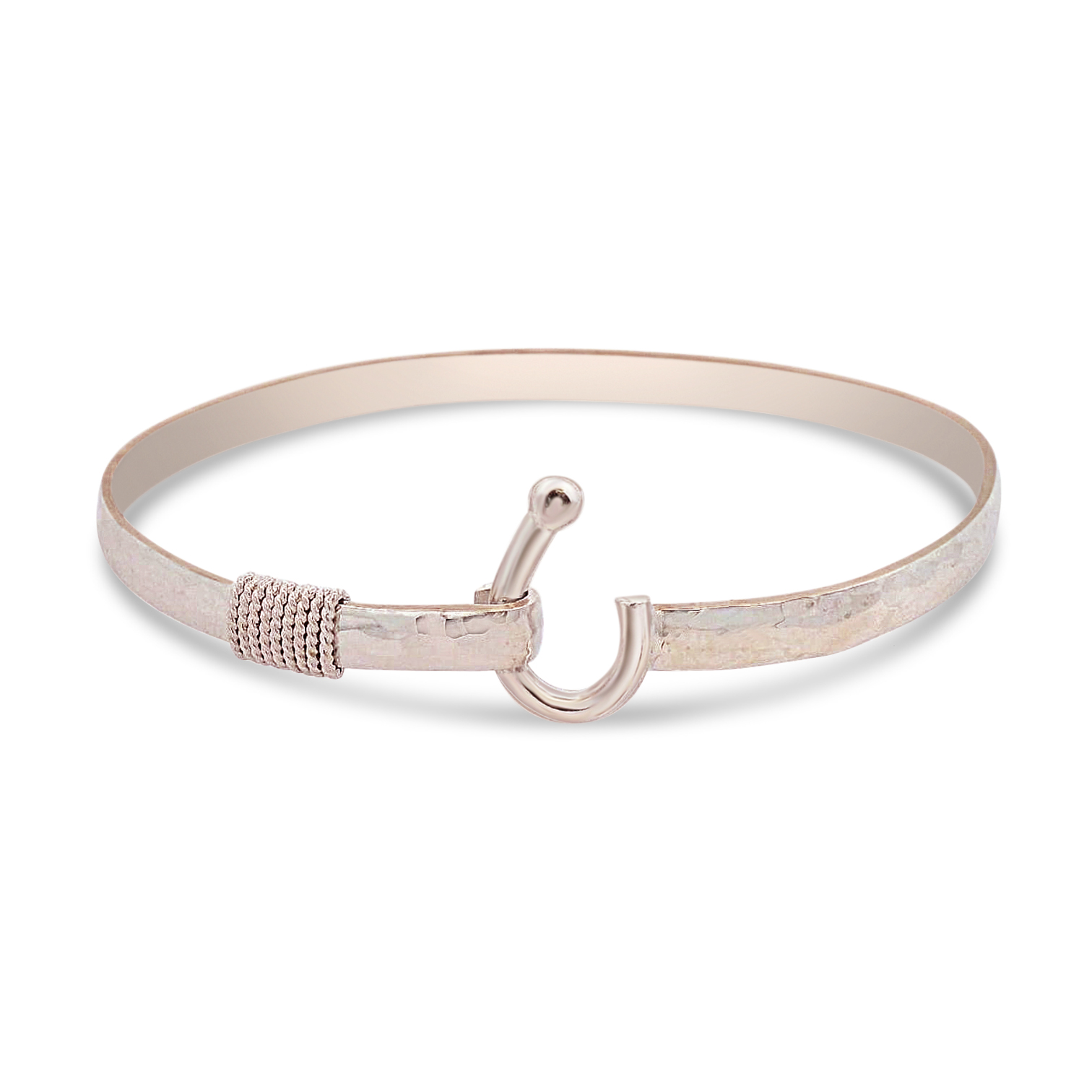 FISH HOOK SILVER HAMMERED ISLAND HOOK BRACELET	