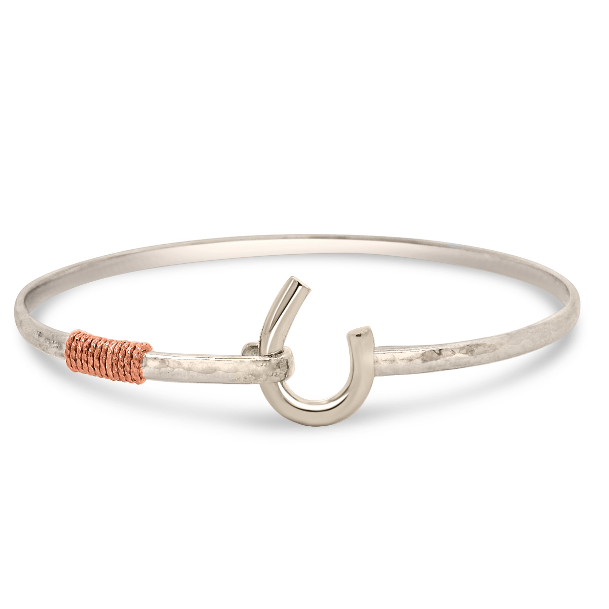 J HOOK TWO TONE WIRE HAMMERED ISLAND HOOK BRACELET