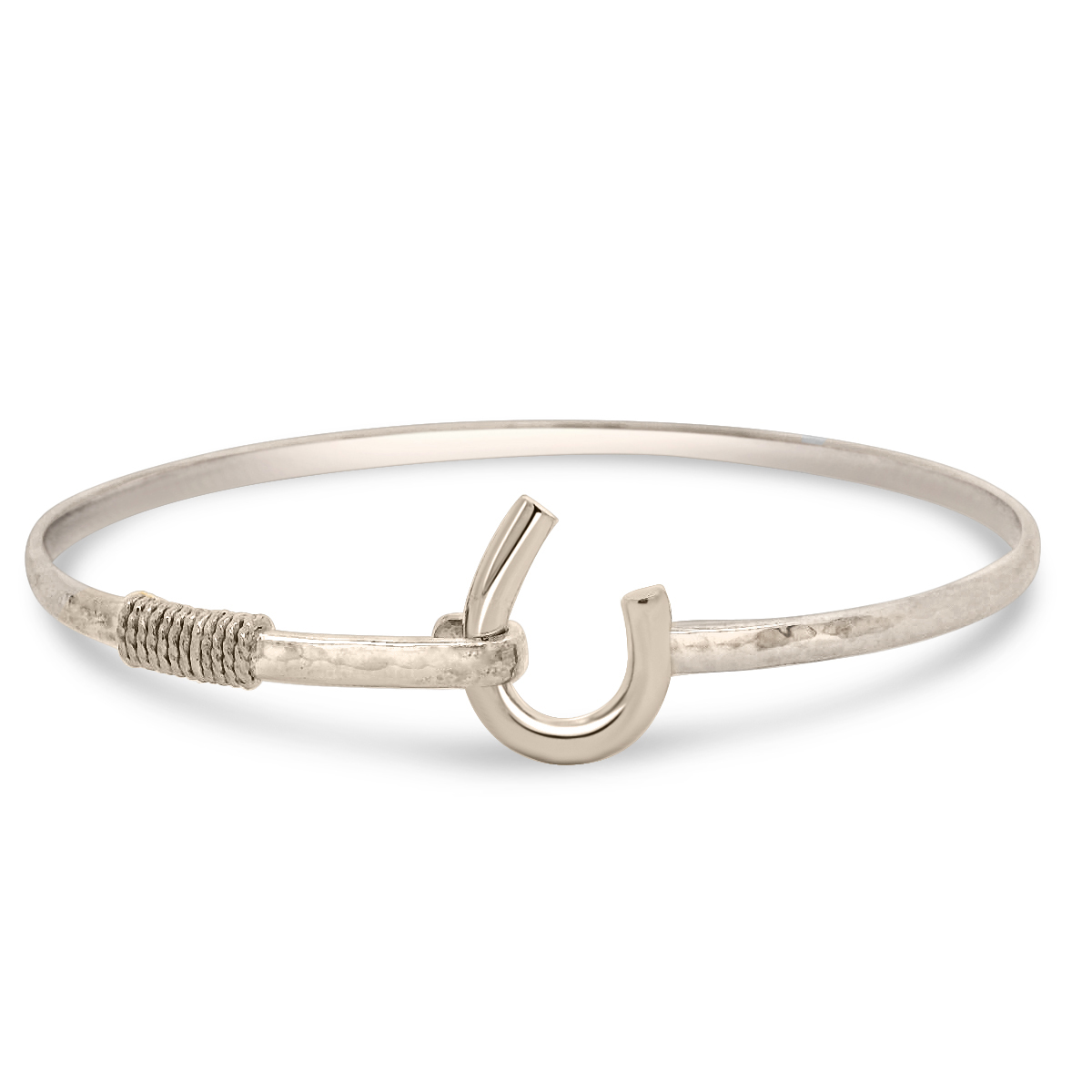 J Hook Silver Hammered Island Hook Bracelet