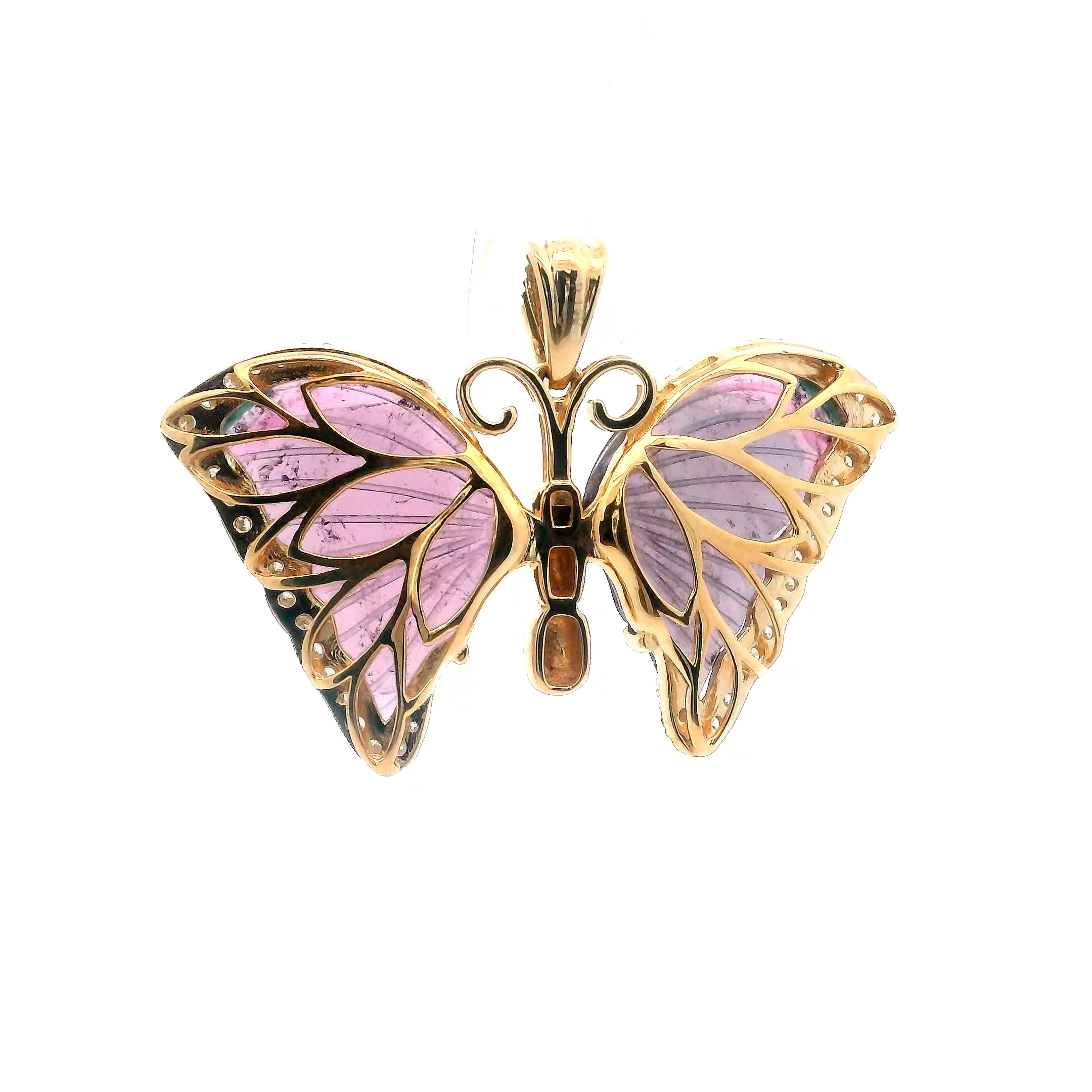 18KT GOLD TOURMALINE BUTTERFLY PENDANT - ELARA - 1