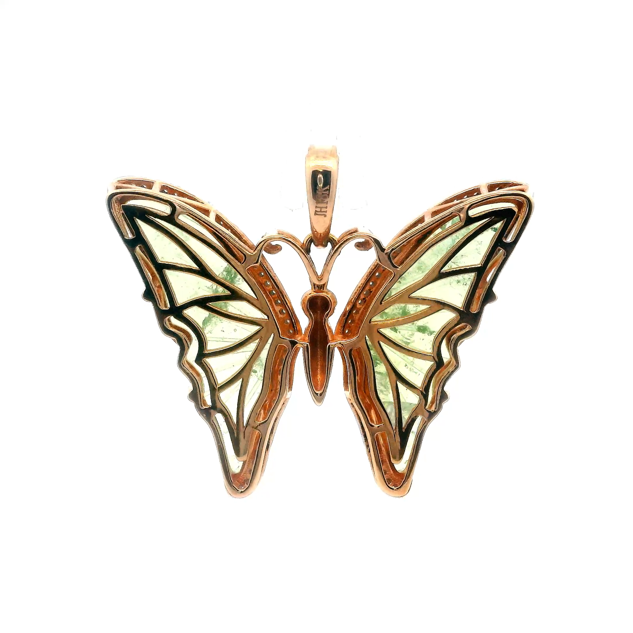 18KT GOLD TOURMALINE BUTTERFLY PENDANT - FAELORA - 1