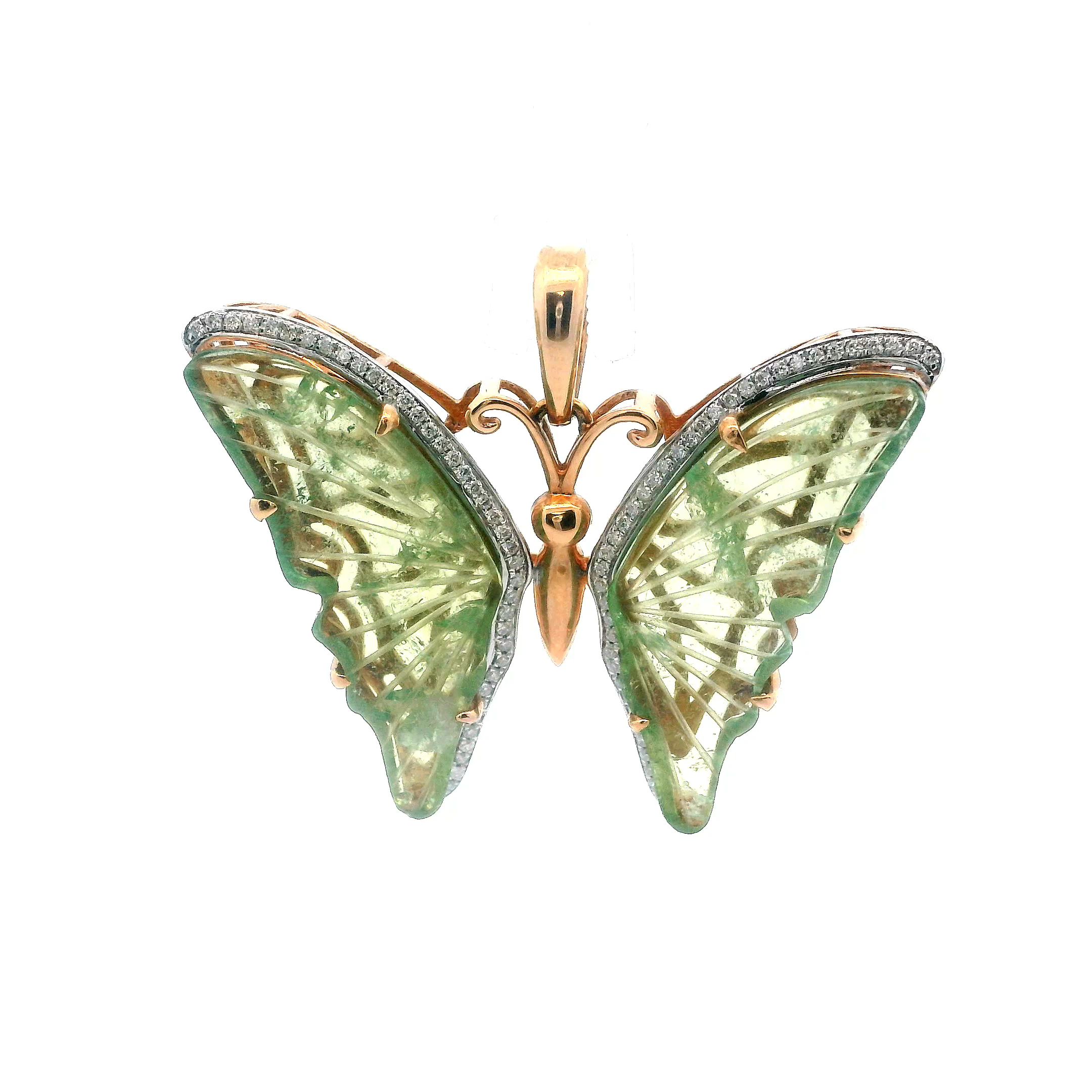 18KT GOLD TOURMALINE BUTTERFLY PENDANT - FAELORA