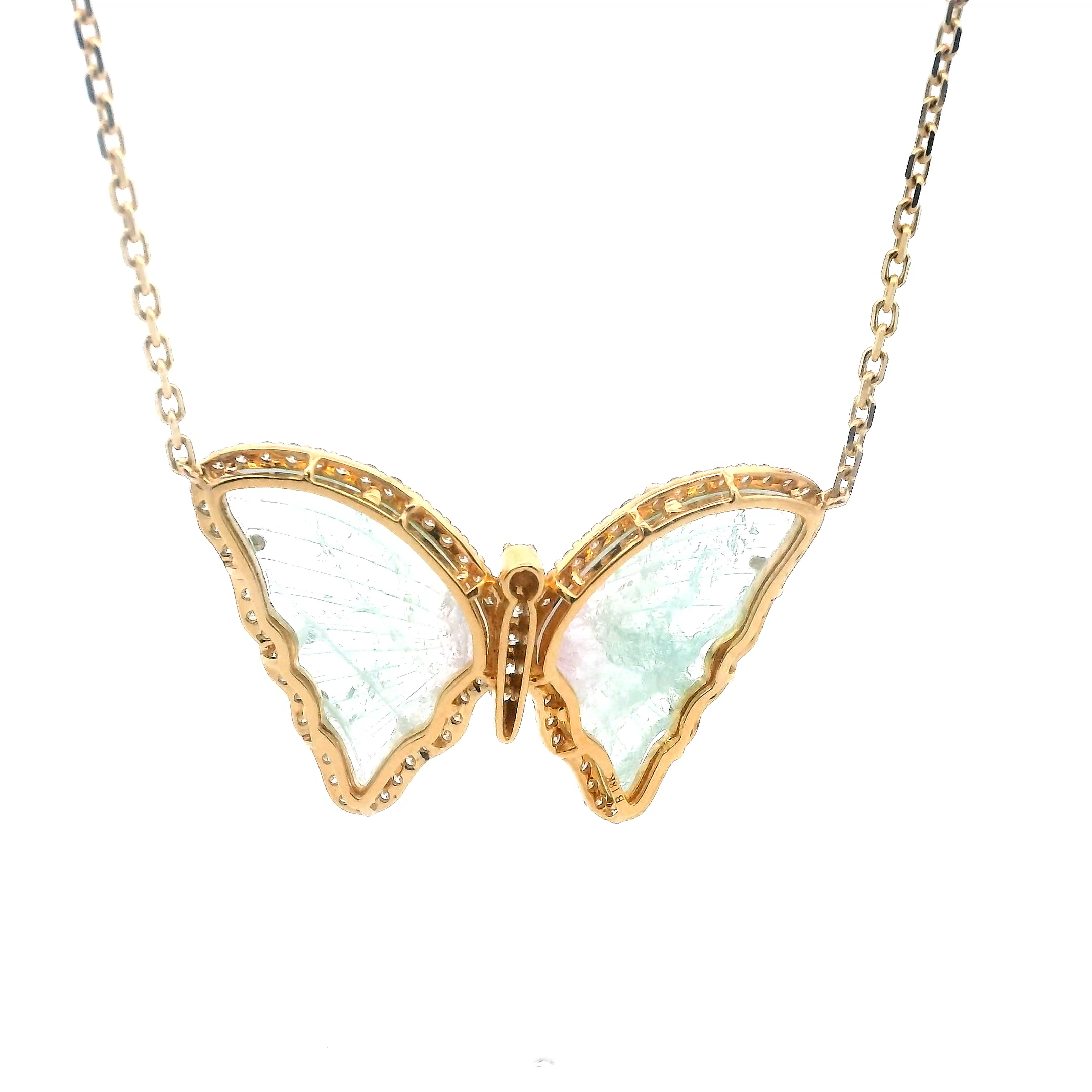 18KT GOLD TOURMALINE BUTTERFLY NECKLACE - LUNED - 1