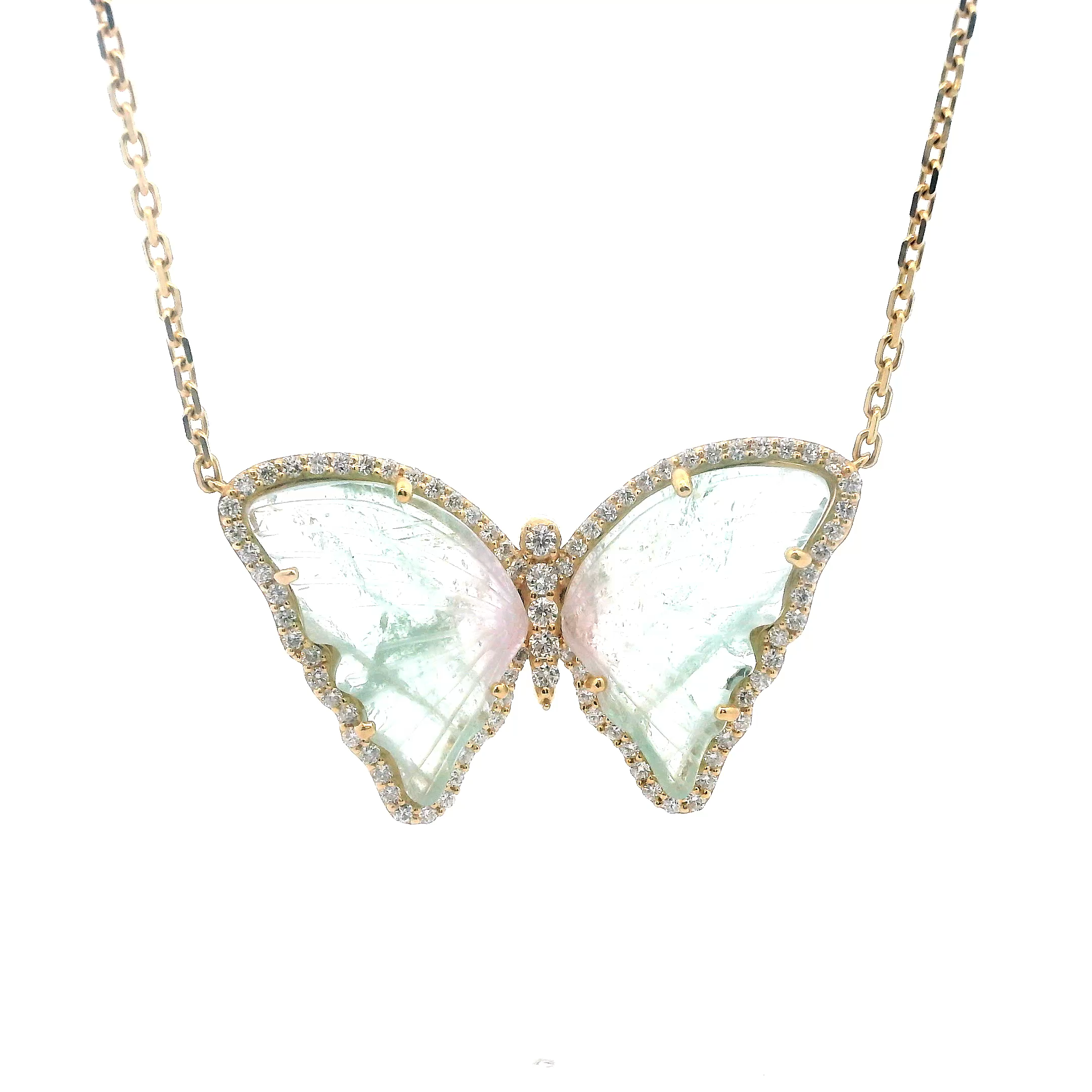 18KT GOLD TOURMALINE BUTTERFLY NECKLACE - LUNED