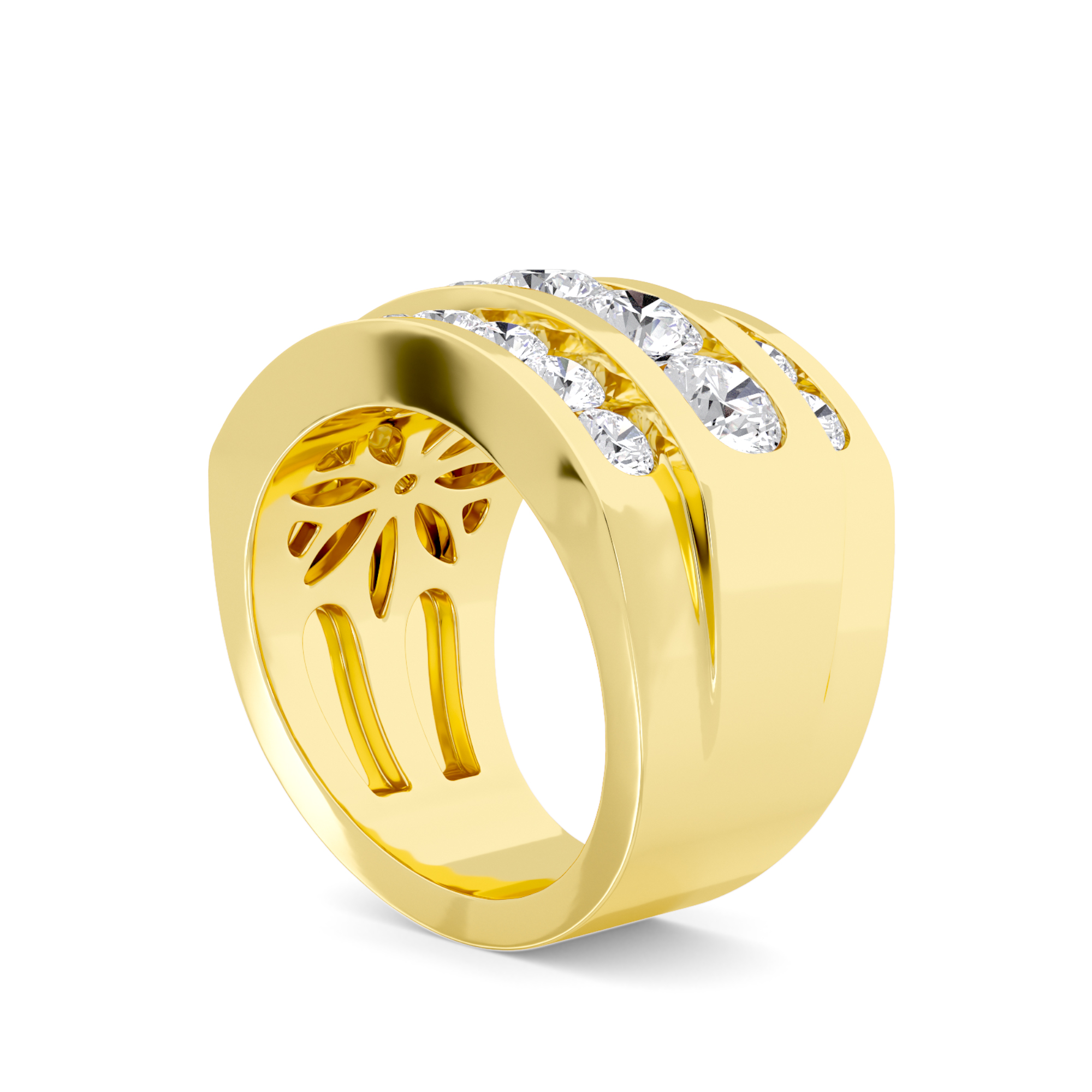 TITAN CREST 3 ROW WHITE DIAMOND RING - 3