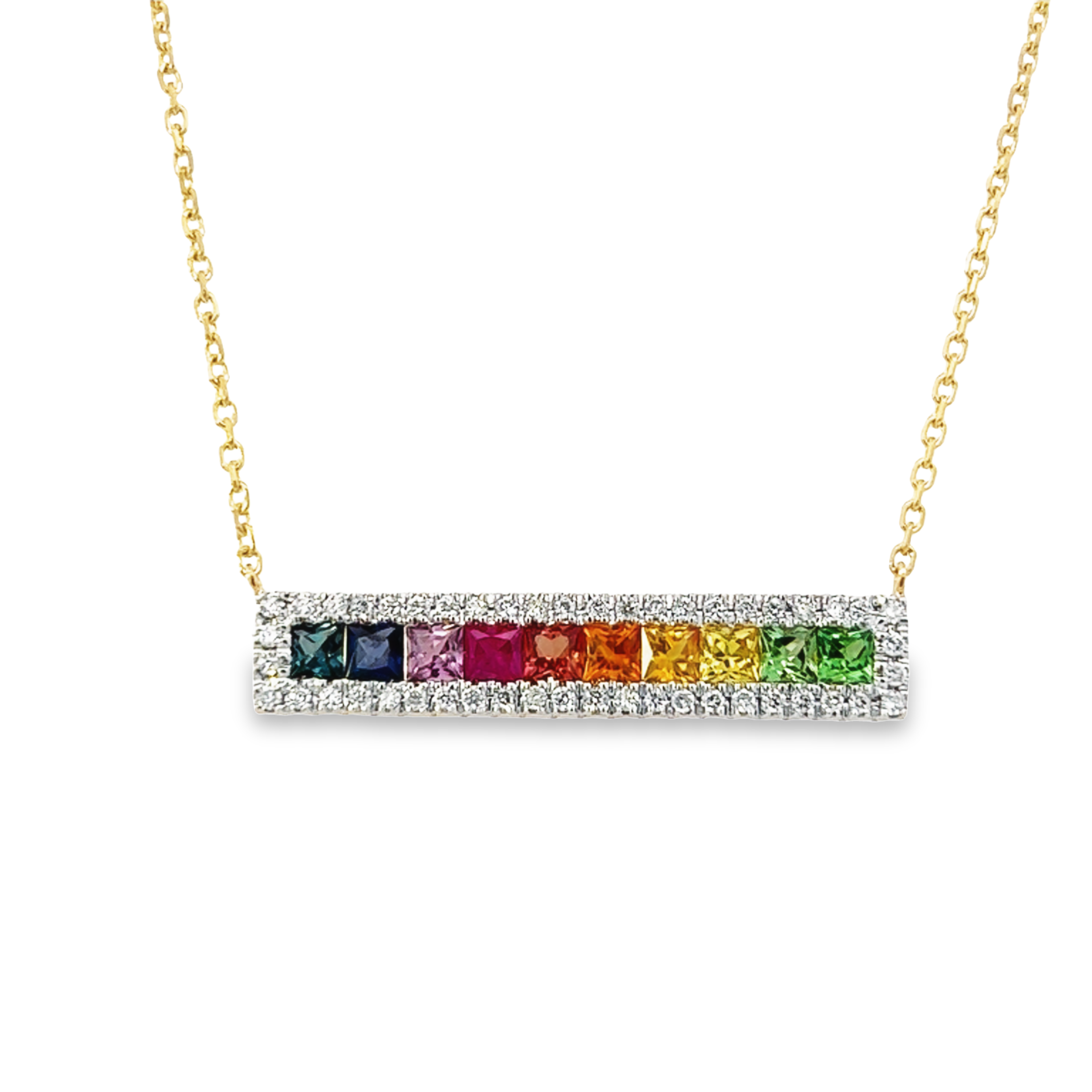 RAINBOW SHORELINE MULTI COLORED SAPPHIRE AND DIAMOND NECKLACE