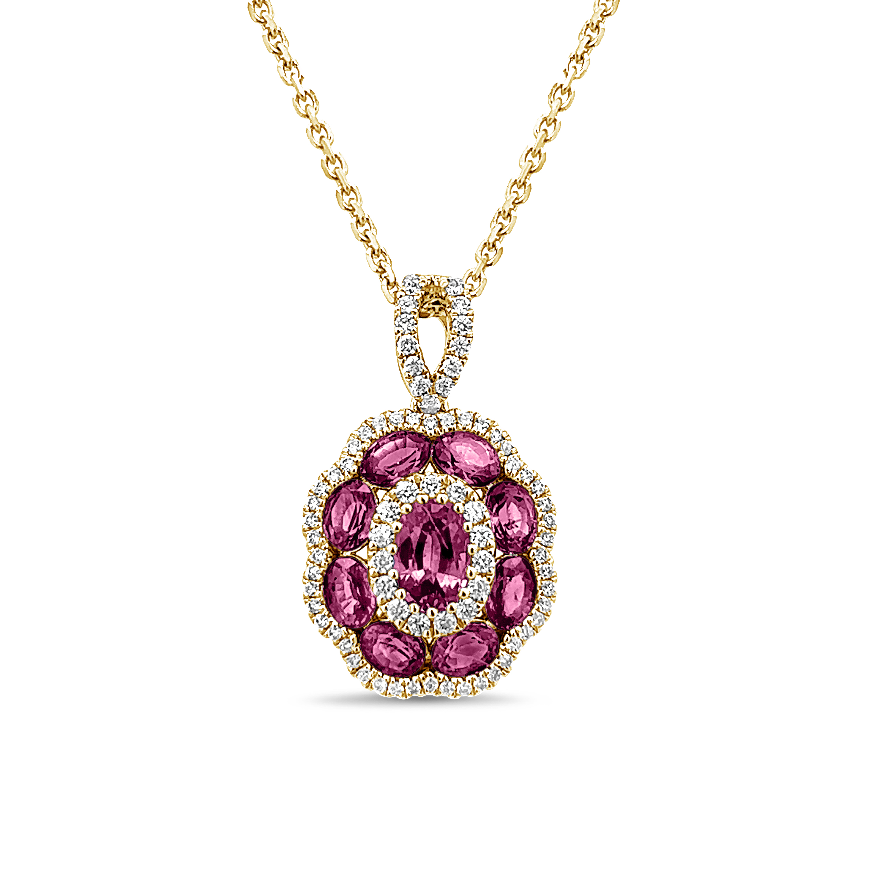 RUBY AND DIAMOND FLOWER PENDANT
