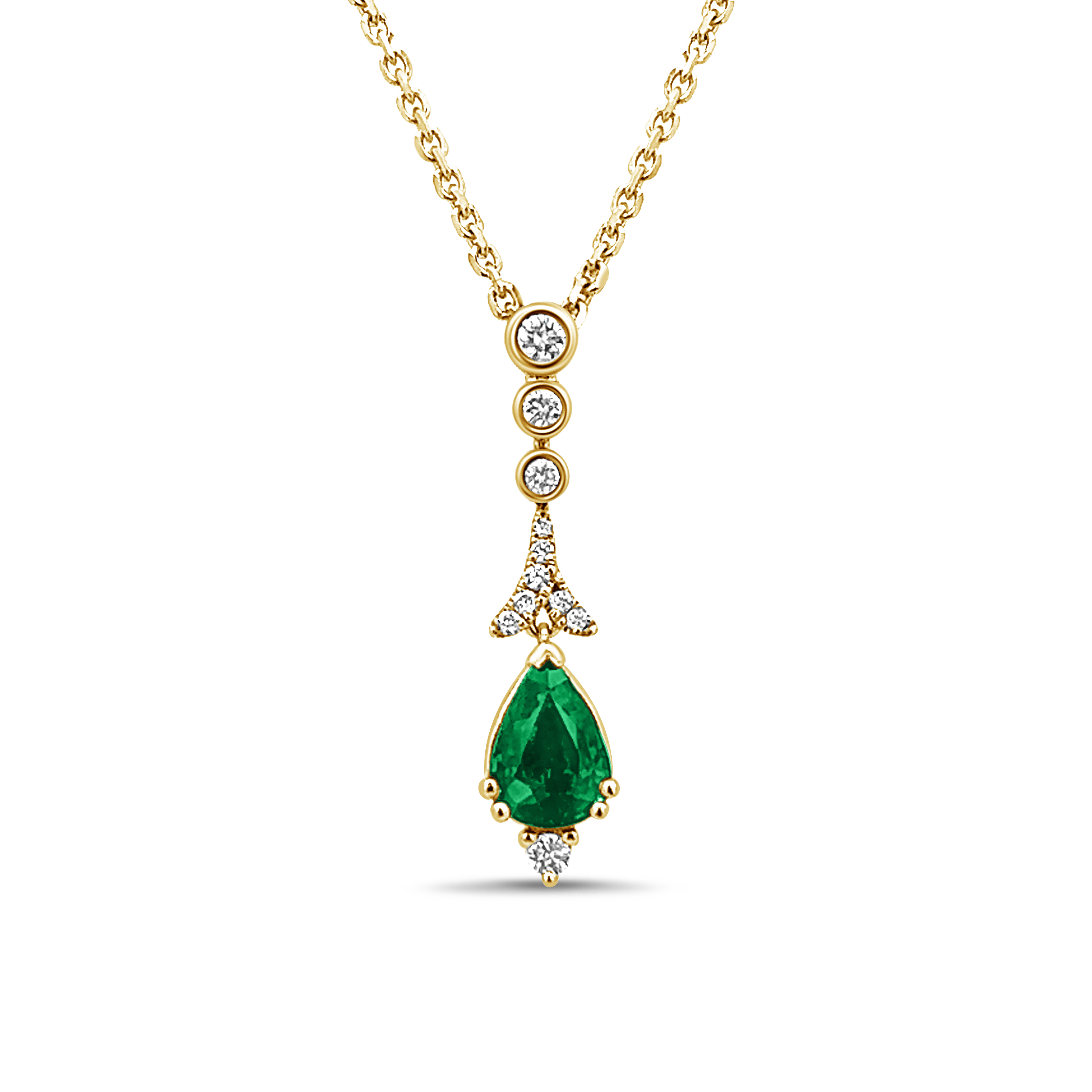 PEAR SHAPED EMERALD AND DIAMOND DROP PENDANT