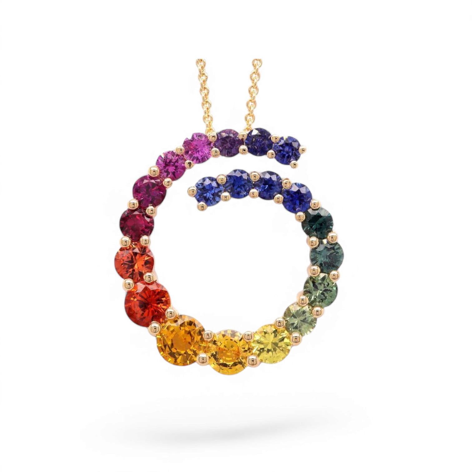 RAINBOW HURRICANE MULTI COLORED SAPPHIRE NECKLACE - 1