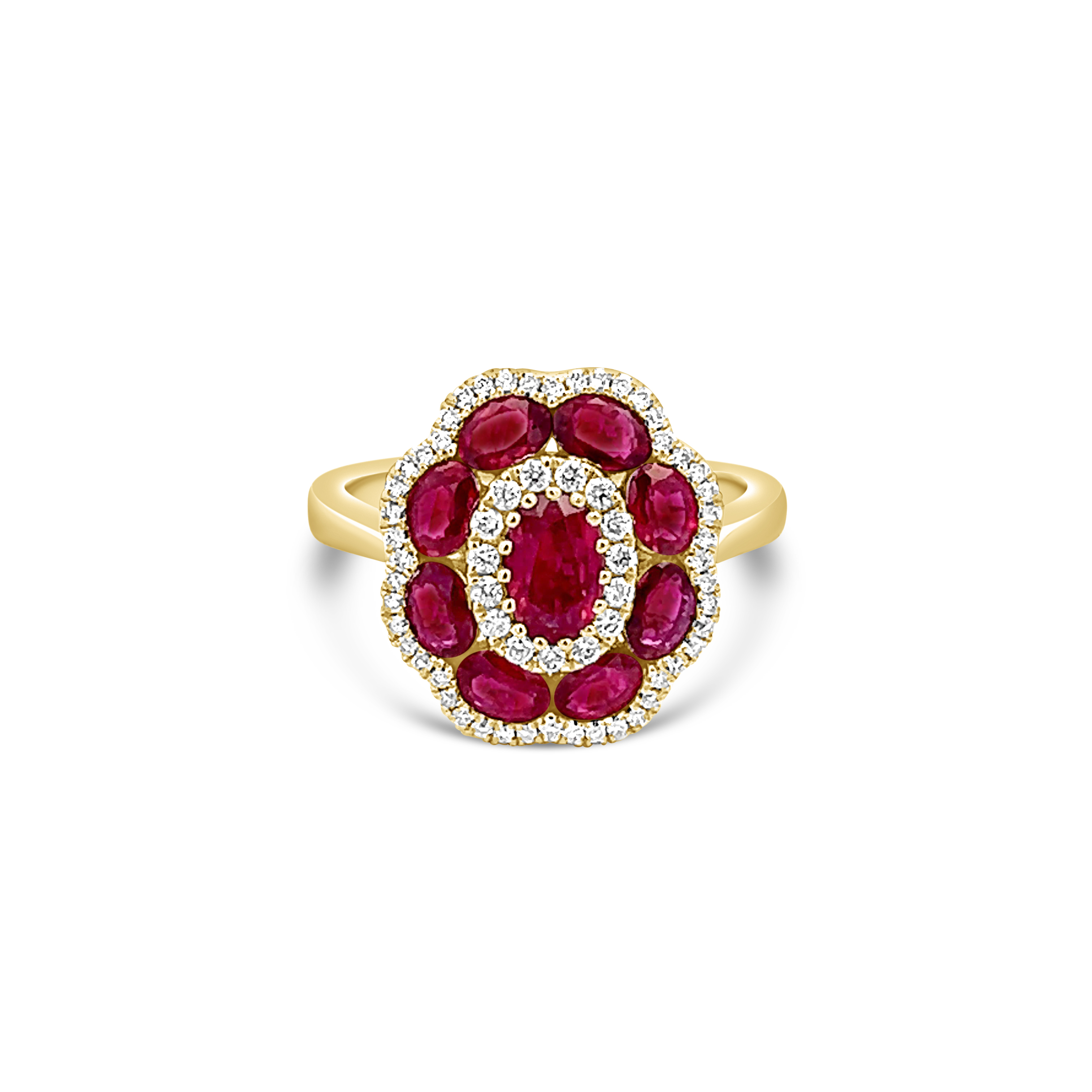 RUBY AND DIAMOND FLOWER RING