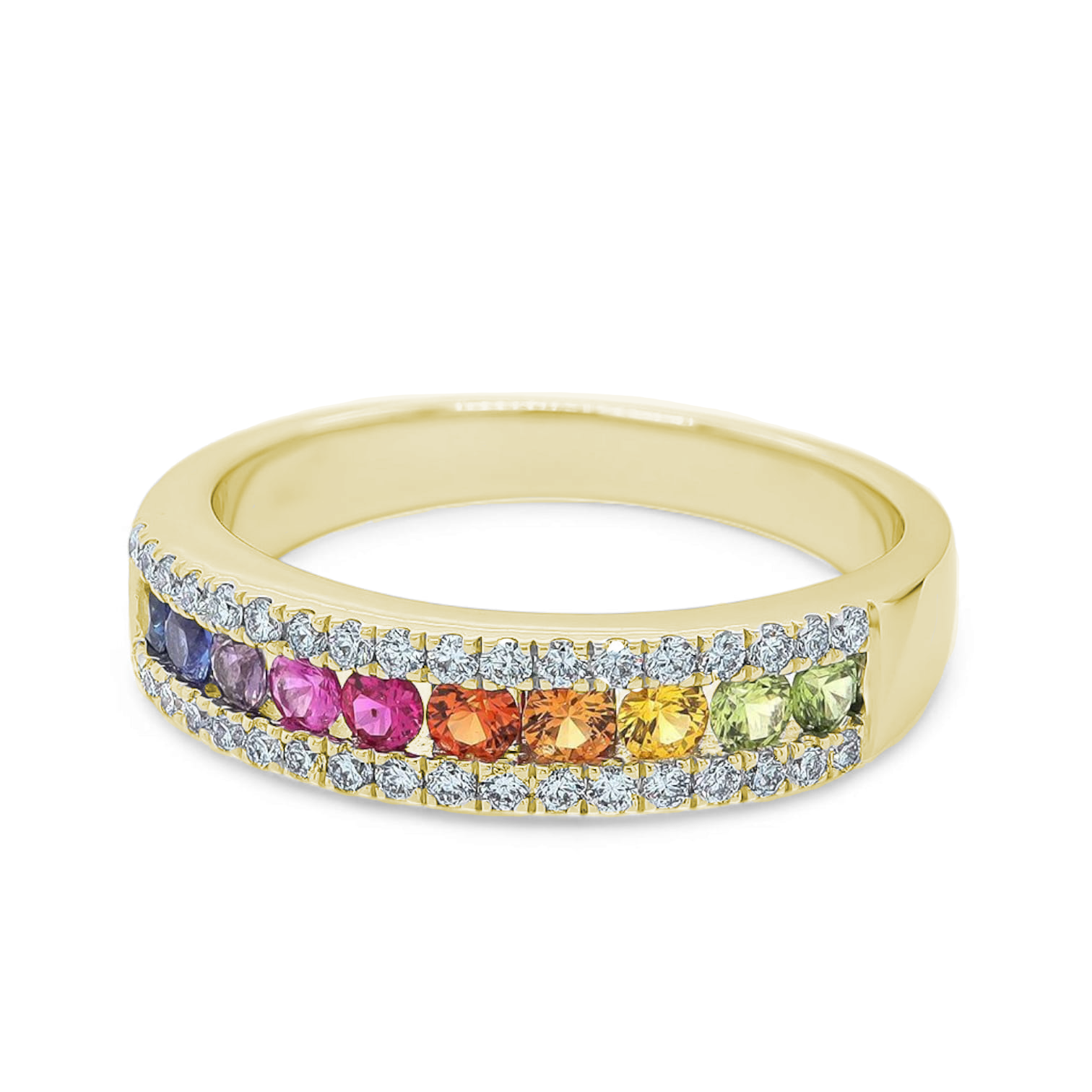 RAINBOW TIDEPOOL MULTI COLORED SAPPHIRE AND DIAMOND RING