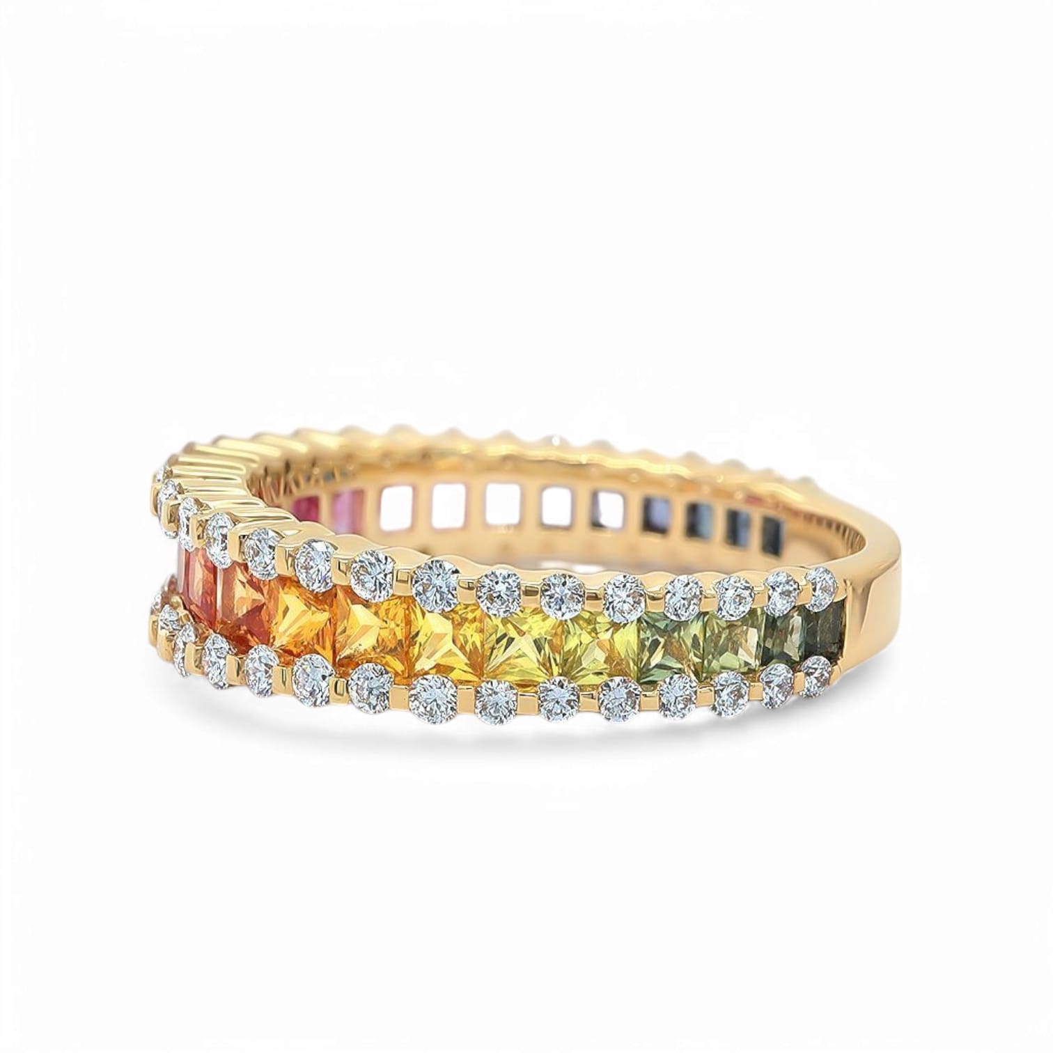 RAINBOW LAGOON MULTI COLORED SAPPHIRE AND DIAMOND RING - 2