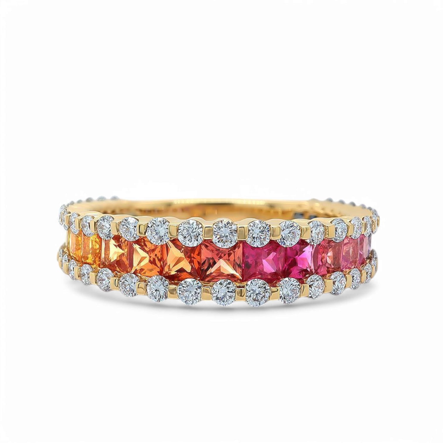RAINBOW LAGOON MULTI COLORED SAPPHIRE AND DIAMOND RING