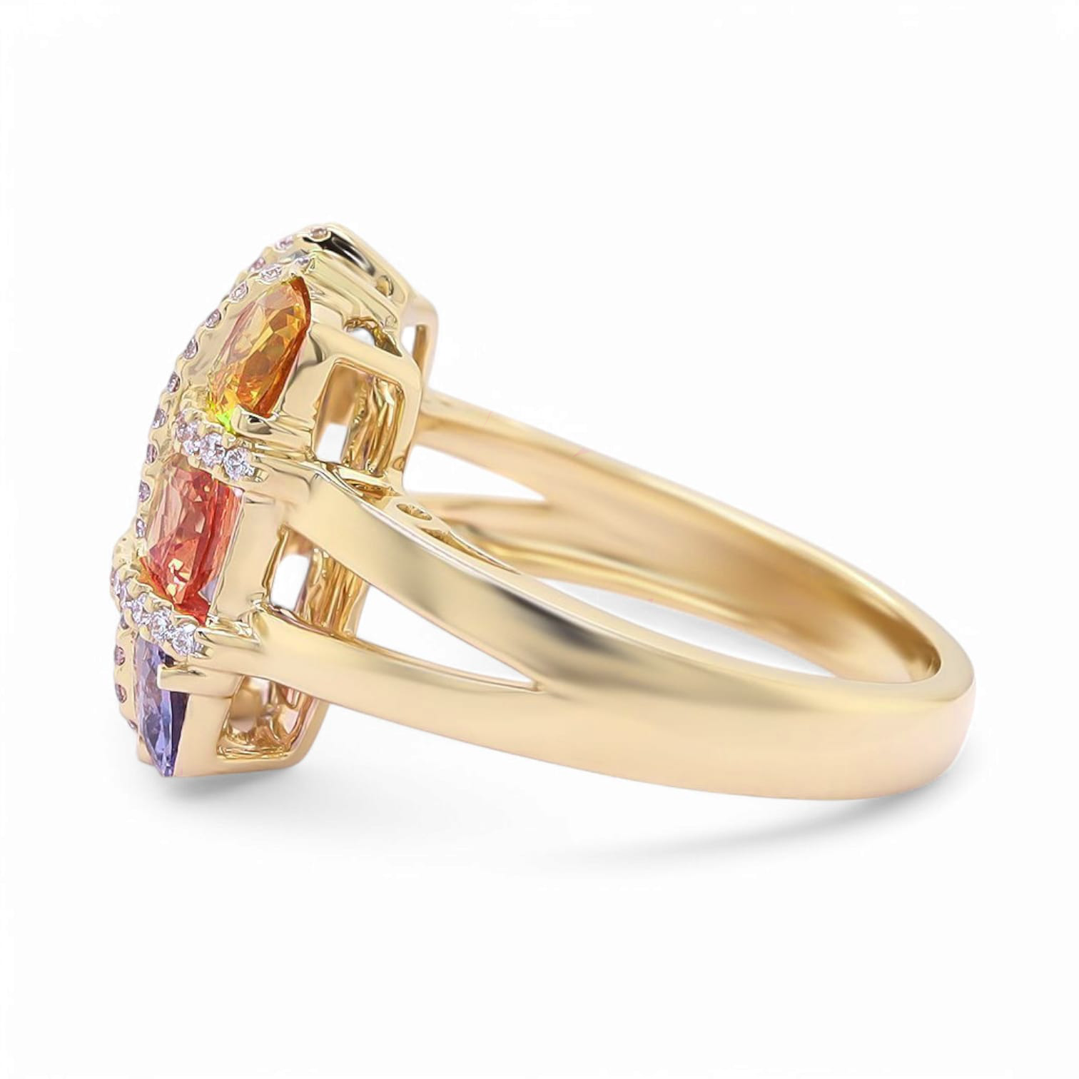 RAINBOW MIRAGE MULTI COLORED SAPPHIRE AND DIAMOND RING - 2