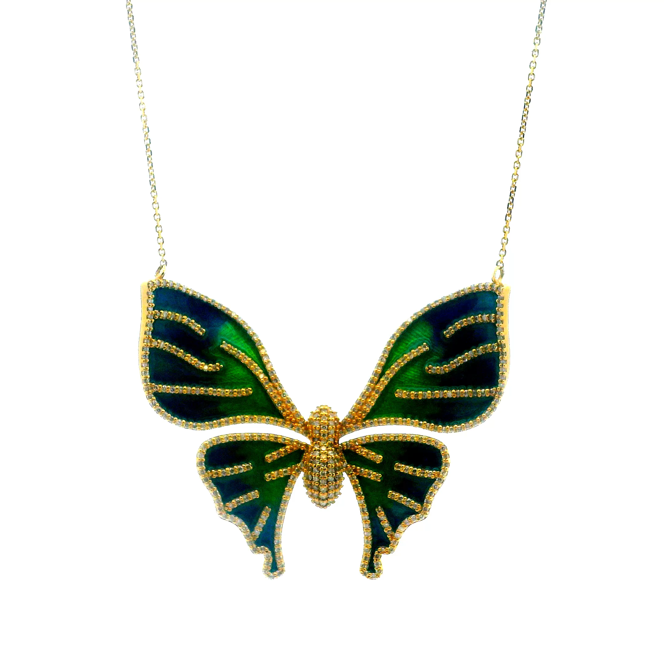 14KT GOLD TOURMALINE BUTTERFLY NECKLACE - CAELIA