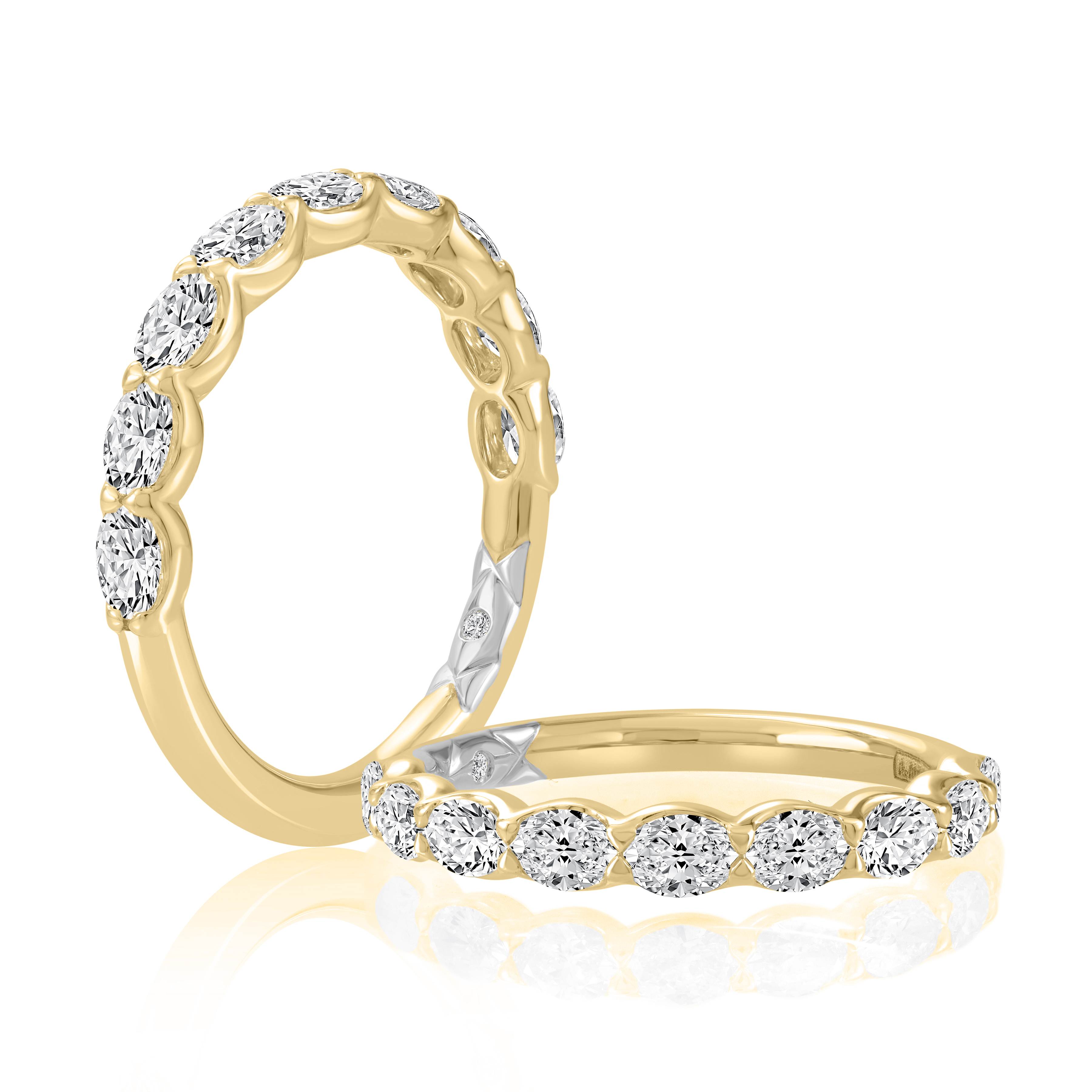 East West Oval Diamond Wedding Band In 14k Yellow Gold Beverly's